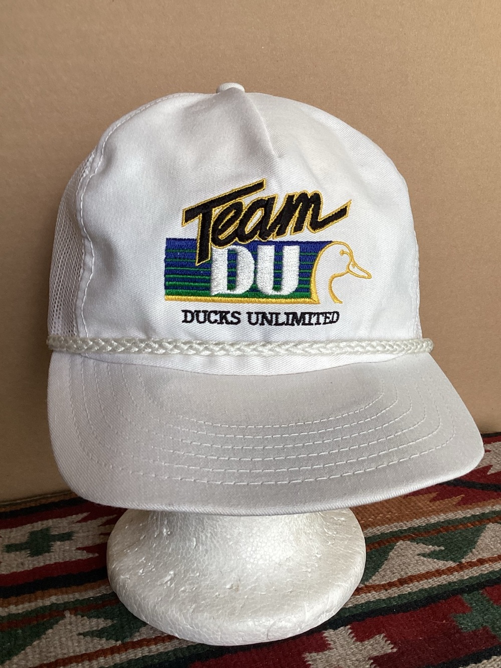 Vintage ducks unlimited rope SnapBack Hat Made in USA distressed